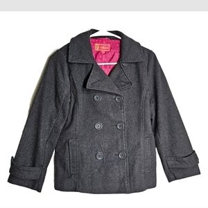 Dollhouse  Gray Girl's Size 10 / 12 Wool Blend Lined Warm Comfortable Pea coat